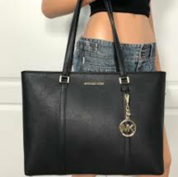 Michael Kors Sady Saffiano Black Medium Tote Bag - Picture 11 of 14